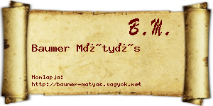Baumer Mátyás névjegykártya